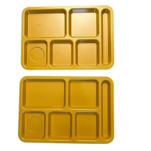 Pfaltzgraff pair of yellow/gold melamine divided plates TV dinner trays